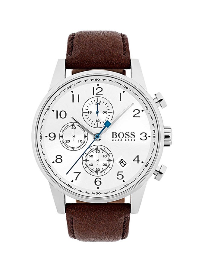 HUGO BOSS Men's Chronograph Round Silver And White Dial Watch 1513495 ...