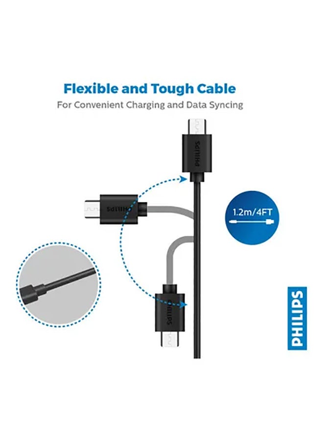Philips USB-A to Micro USB Cable 1.2meter Black - Image 2