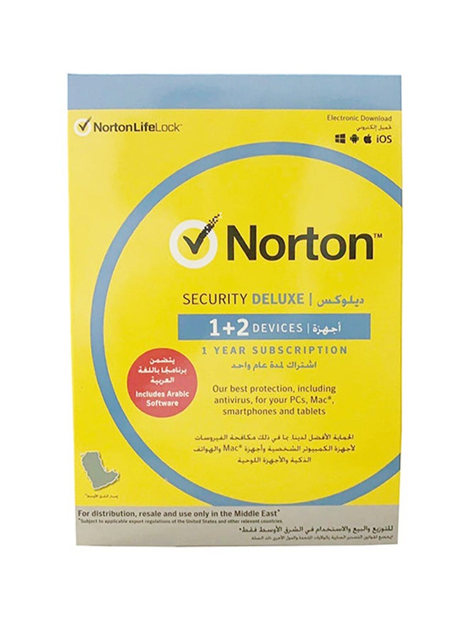 Norton - Security Deluxe Arabic 1 Year 1 User 3 Devices For PCs, Mac, Smartphones And Tablets Multicolour - Image 1