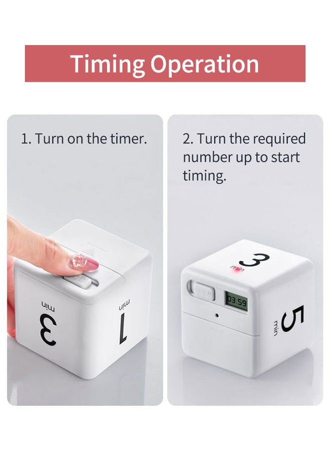 Digital Display Cubic Time Clock White