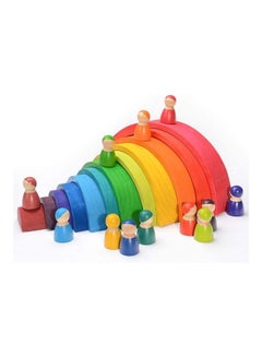 إيونتو Wooden Rainbow Memory Learning Toy Geometric Building Blocks Educational Toys 12 Pcs 38.6cm  - Image 1