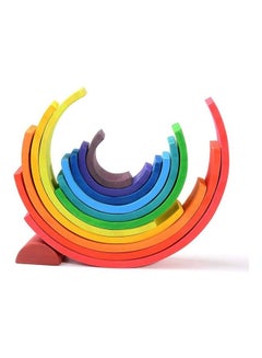 إيونتو Wooden Rainbow Memory Learning Toy Geometric Building Blocks Educational Toys 12 Pcs 38.6cm  - Image 2