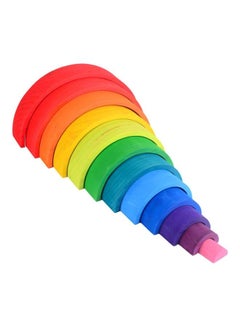 إيونتو Wooden Rainbow Memory Learning Toy Geometric Building Blocks Educational Toys 12 Pcs 38.6cm  - Image 3