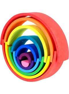 إيونتو Wooden Rainbow Memory Learning Toy Geometric Building Blocks Educational Toys 12 Pcs 38.6cm  - Image 4