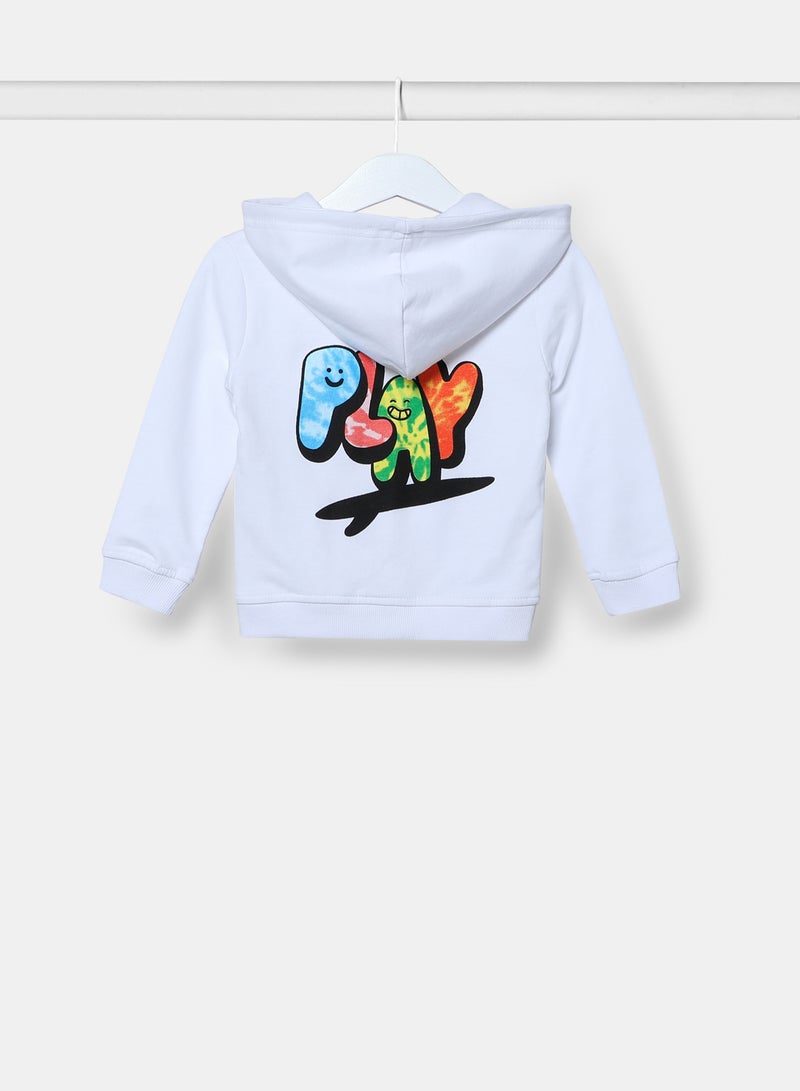 Zarafa Boys Hooded Neck Sleeve Zip-Through White  - Image 2