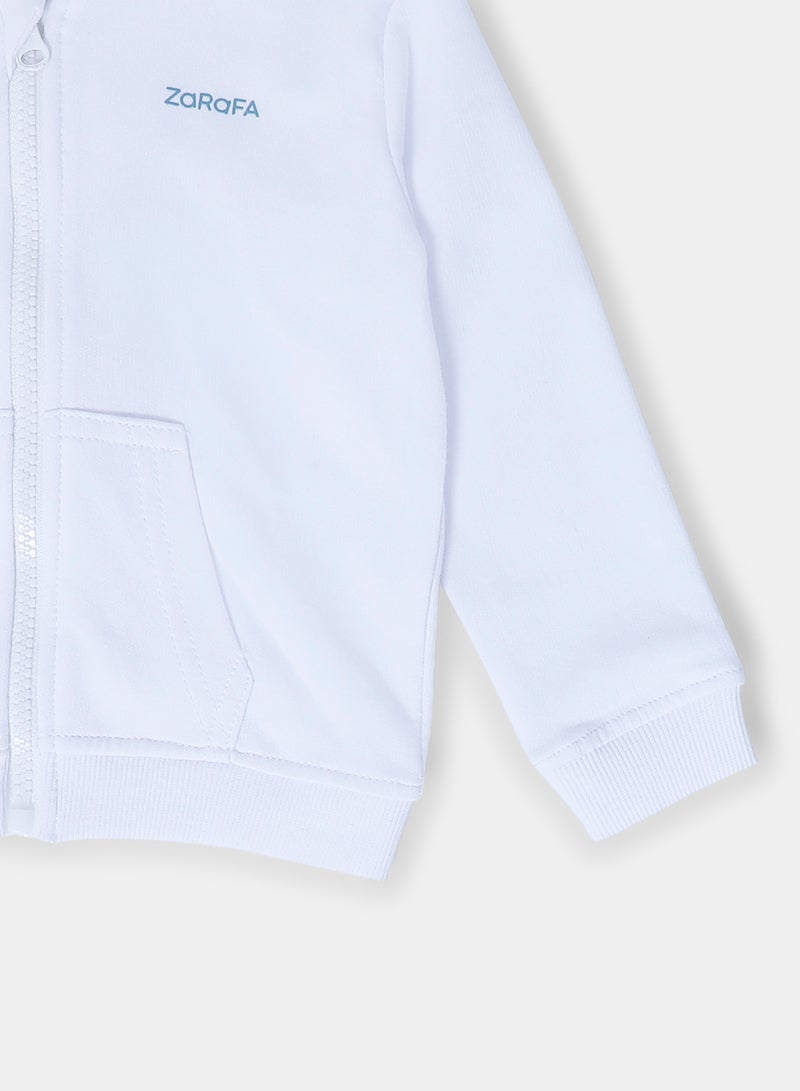 Zarafa Boys Hooded Neck Sleeve Zip-Through White  - Image 3