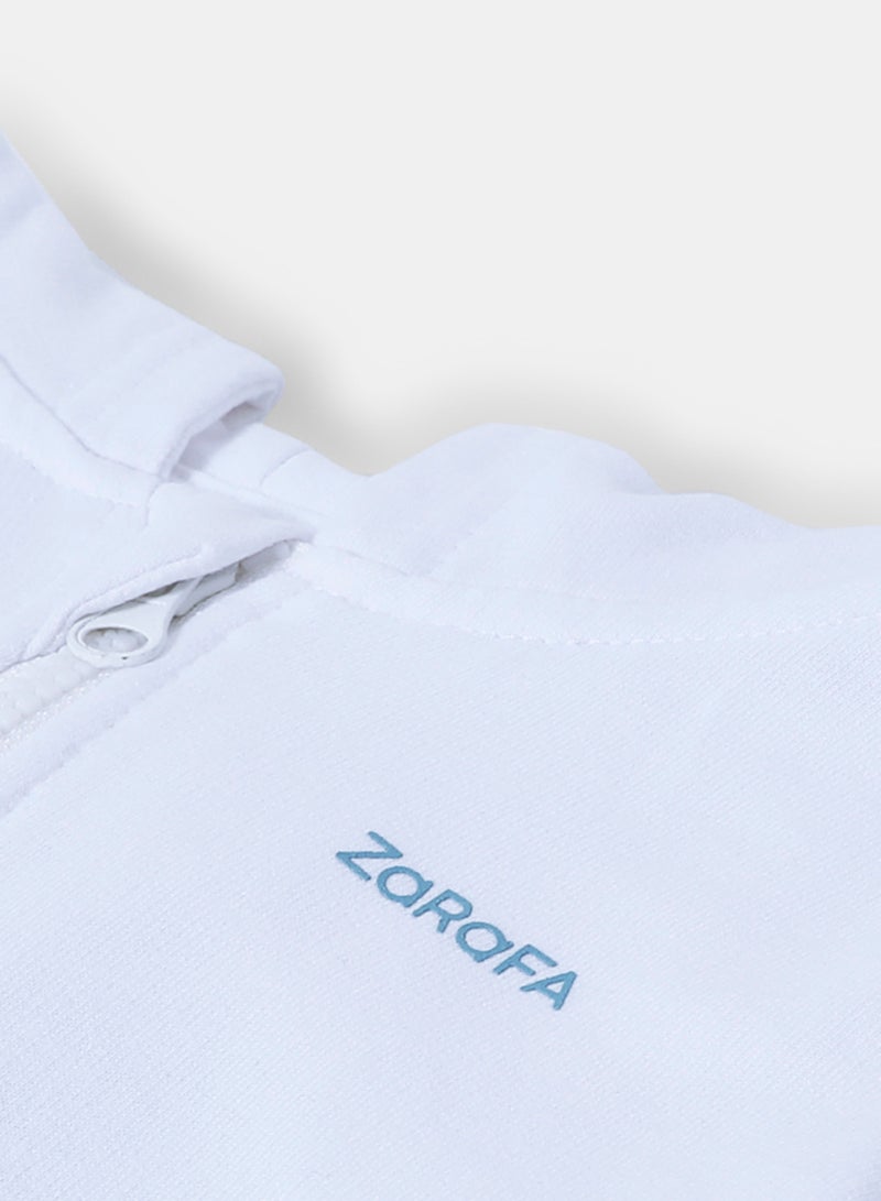 Zarafa Boys Hooded Neck Sleeve Zip-Through White  - Image 4