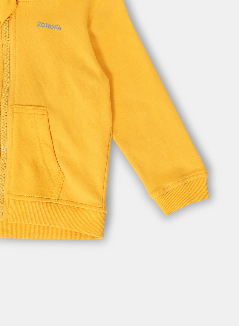 Zarafa Boys Hooded Neck Sleeve Zip-Through Yellow  - Image 3
