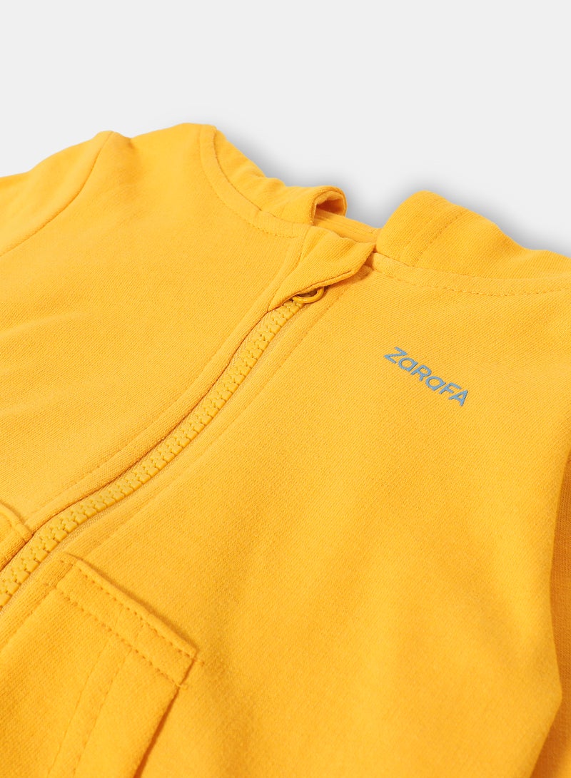Zarafa Boys Hooded Neck Sleeve Zip-Through Yellow  - Image 4