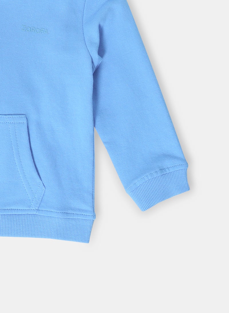 Zarafa Boys Hooded Neck Sleeve Zip-Through Cyan Blue  - Image 3