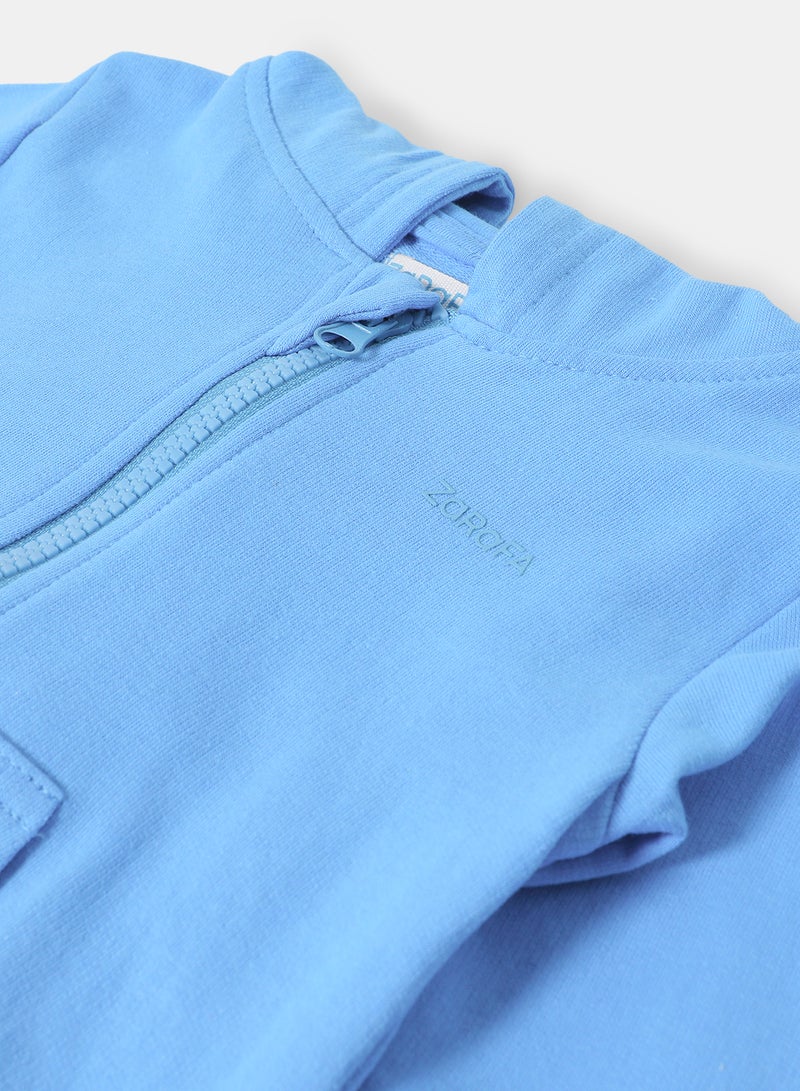 Zarafa Boys Hooded Neck Sleeve Zip-Through Cyan Blue  - Image 4
