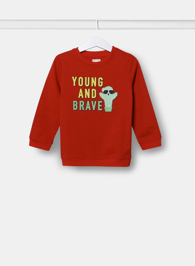 NEON - Casual Long Sleeve Sweatshirt Red - Image 1