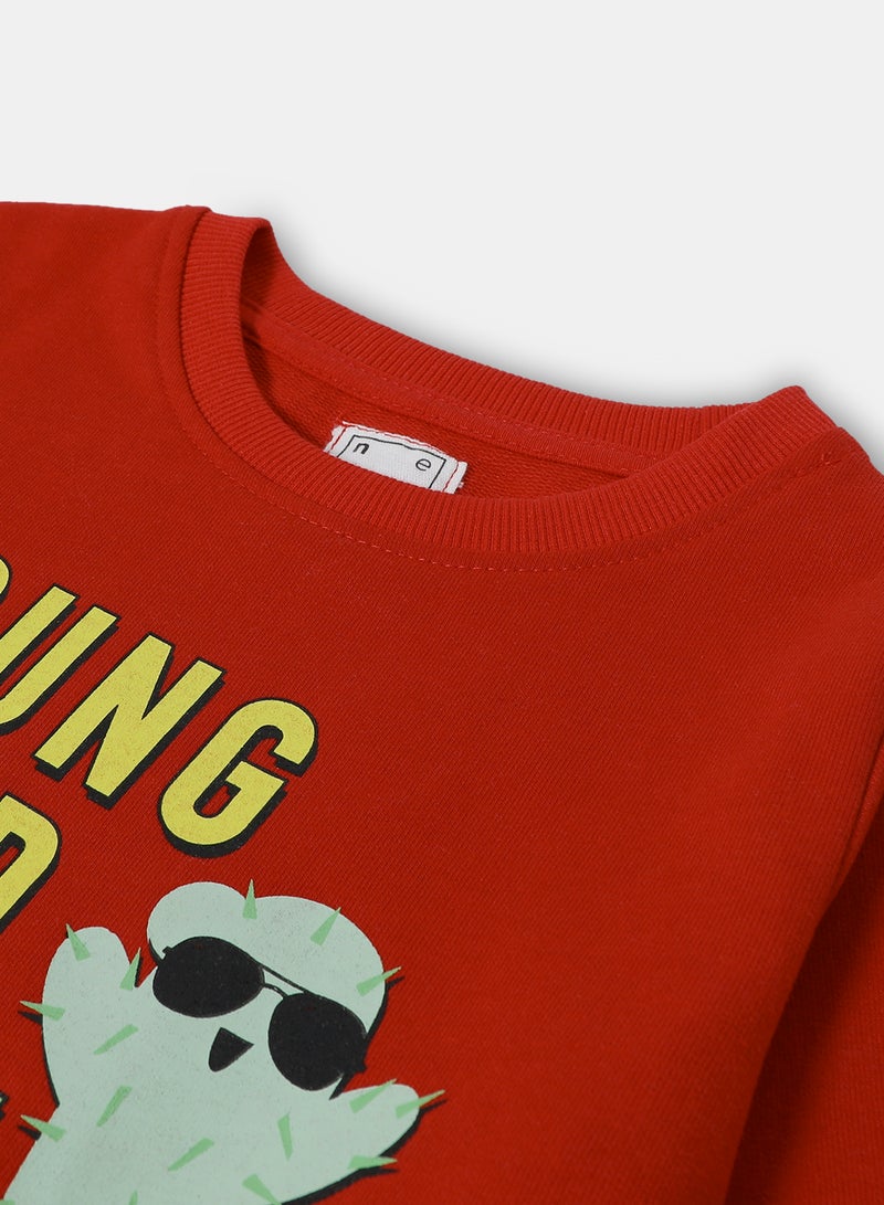 NEON - Casual Long Sleeve Sweatshirt Red - Image 1