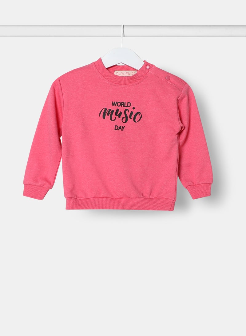 Zarafa - Printed Long Sleeve Sweatshirt Pink - Image 1