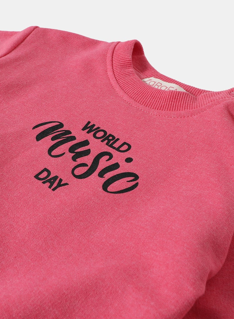 Zarafa - Printed Long Sleeve Sweatshirt Pink - Image 1