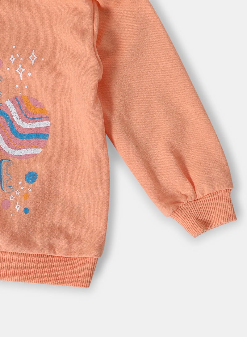 Zarafa Printed Casual Long Sleeve Sweatshirt Orange  - Image 3