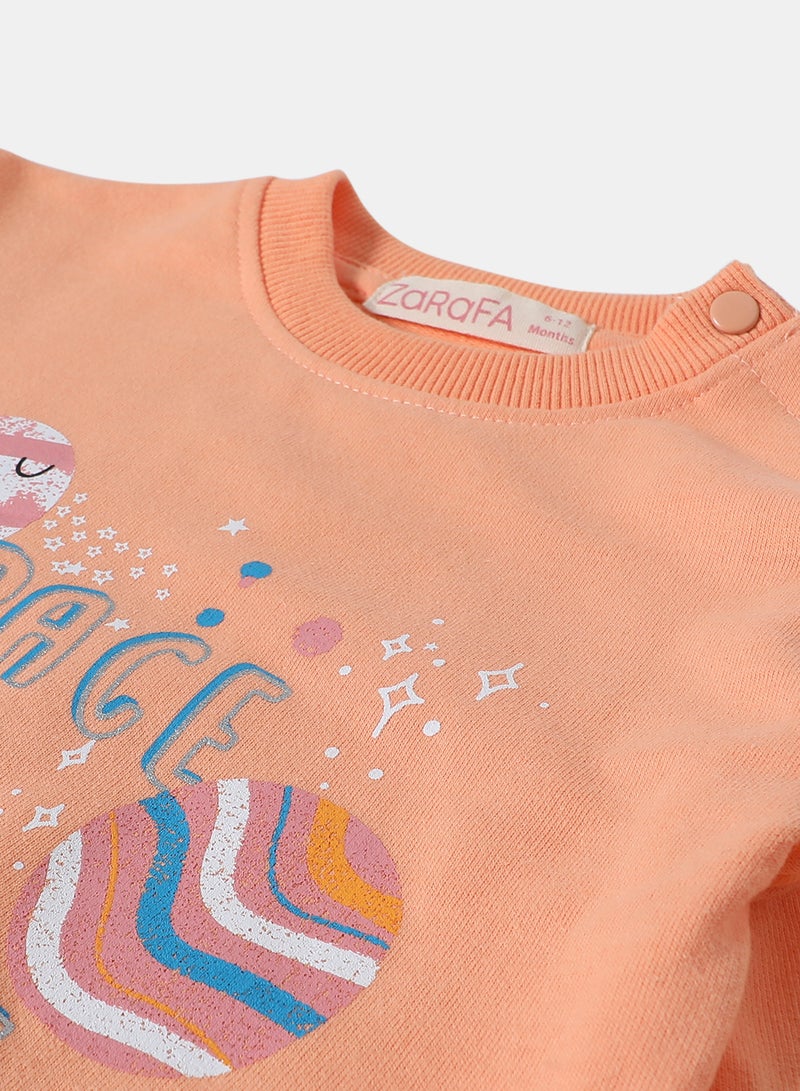 Zarafa Printed Casual Long Sleeve Sweatshirt Orange  - Image 4