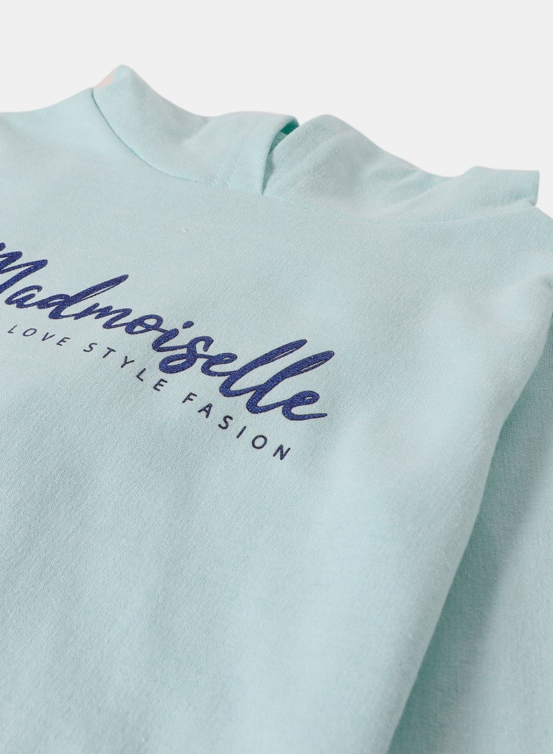 NEON - Fashionable Printed Hoodie Light Blue - Image 1