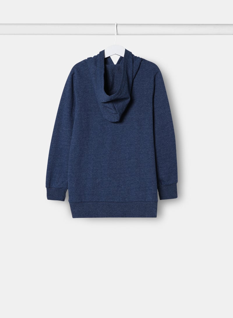 NEON - Fashionable Printed Hoodie Navy Blue - Image 1