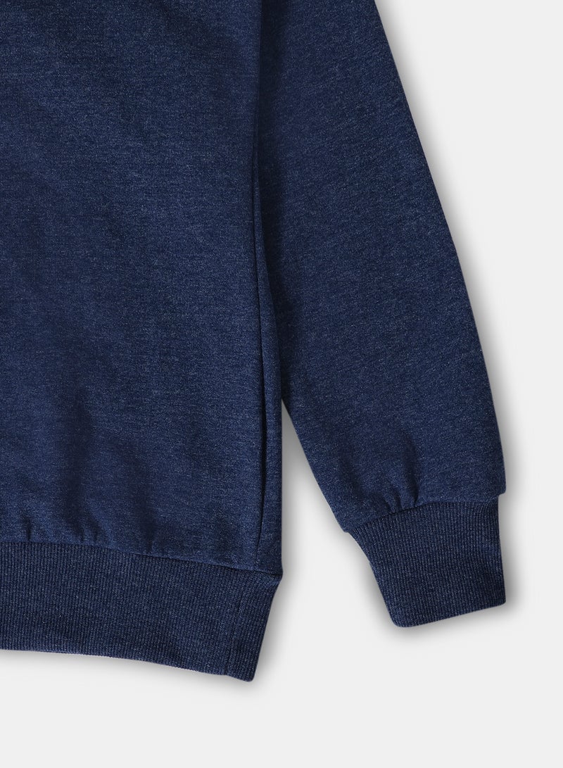 NEON - Fashionable Printed Hoodie Navy Blue - Image 1