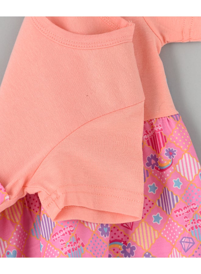 babyqlo One Shoulder Unicorn Printed Spaghetti Dress With Attached T-Shirt Pink  - Image 4