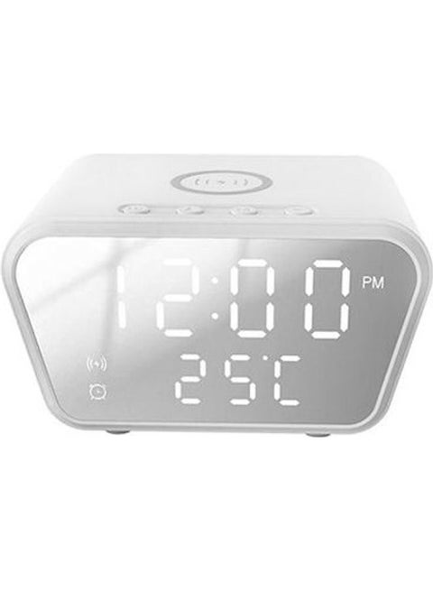 Digital Clock - Alarm - Temperature - Wireless Charger White