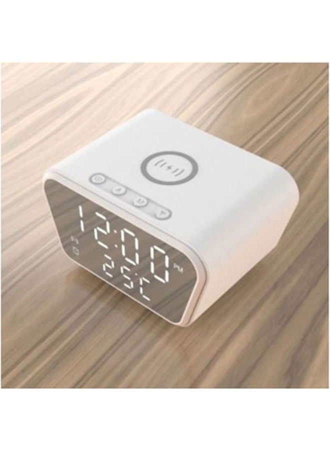 Digital Clock - Alarm - Temperature - Wireless Charger White