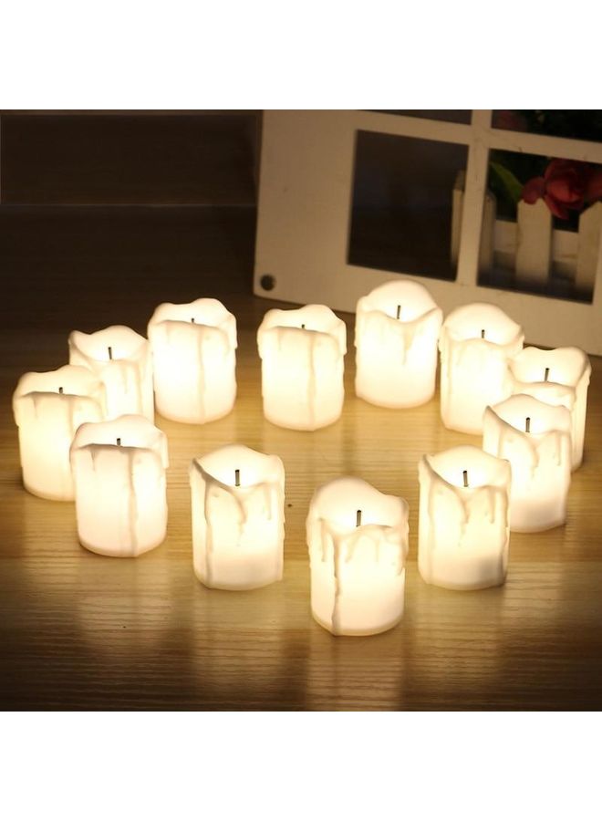 ZENHOME 12-Piece LED Battery Operated Pillar Candle Set Warm White 3.5 X 5cm  - Image 1