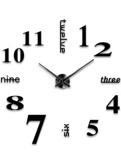 ZENHOME DIY 3D Acrylic Sticker Quartz Wall Clock Black 38.8x12.5x4.5cm  - Image 1