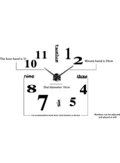 ZENHOME DIY 3D Acrylic Sticker Quartz Wall Clock Black 38.8x12.5x4.5cm  - Image 2
