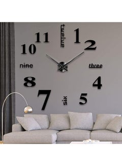 ZENHOME DIY 3D Acrylic Sticker Quartz Wall Clock Black 38.8x12.5x4.5cm  - Image 3