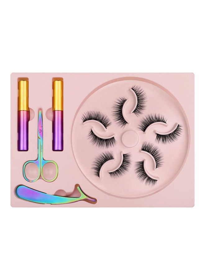 Pack Of 5 Magnetic False Eyelashes With Liquid Eyeliner Black - Image 1