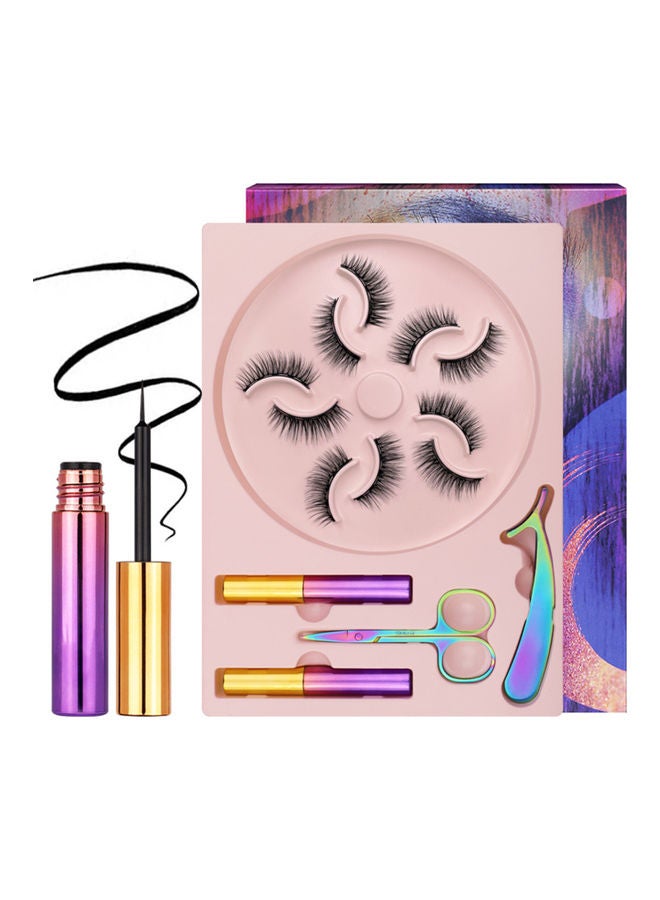 Pack Of 5 Magnetic False Eyelashes With Liquid Eyeliner Black - Image 4