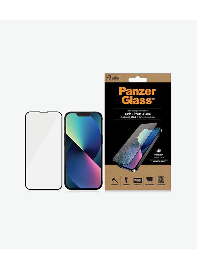 PanzerGlass Edge-to-Edge  Frame with  Anti-Microbial Screen Protector for iPhone 13/13 Pro Clear  - Image 2