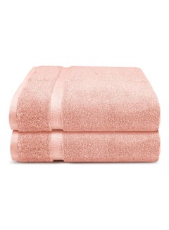 Trident 2-Piece 90% Cotton 10% Polyester 586 GSM Simply Fresh Feel Easy Care Soft Super Absorbent Bathroom Towels Peach 27x55inch  - Image 1