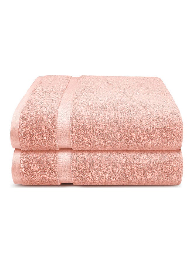 Trident 2-Piece 90% Cotton 10% Polyester 586 GSM Simply Fresh Feel Easy Care Soft Super Absorbent Bathroom Towels Peach 27x55inch - Image 1
