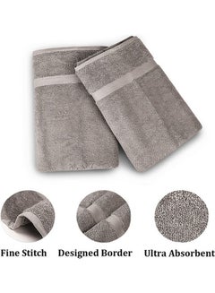 Trident 2-Piece 90% Cotton - 10% Polyester 586 GSM Simply Fresh Feel Easy Care Soft Super Absorbent Bathroom Towels Coin Grey 27x55inch  - Image 2