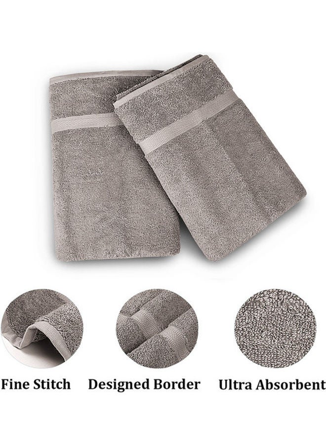Trident 2-Piece 90% Cotton - 10% Polyester 586 GSM Simply Fresh Feel Easy Care Soft Super Absorbent Bathroom Towels Coin Grey 27x55inch - Image 2