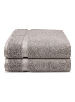Trident 2-Piece 90% Cotton - 10% Polyester 586 GSM Simply Fresh Feel Easy Care Soft Super Absorbent Bathroom Towels Coin Grey 27x55inch  - Image 1