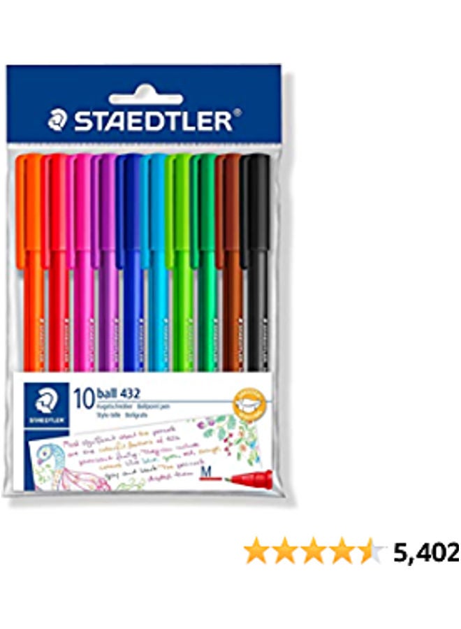 STAEDTLER - 10-Piece Smooth Writing Ball Point Pen Multicolour - Image 1
