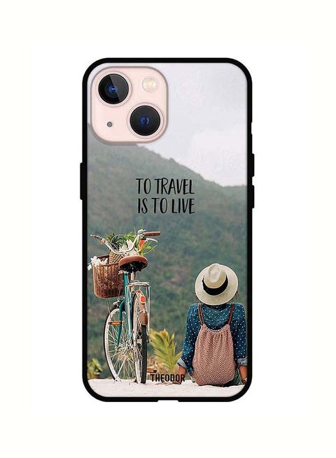 غطاء حماية واق لهاتف أبل آيفون 13 نمط بعبارة "To Travel Is To Live"