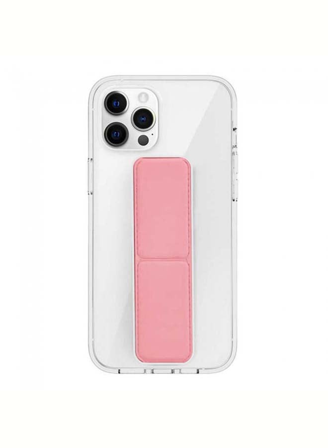 MARGOUN Protective Hand Grip Stand Case Cover for iphone 12 Pro Max Clear/Pink - Image 1