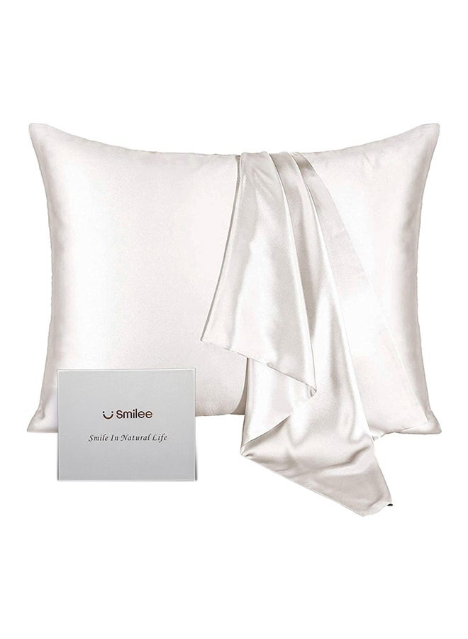 SMILEE 100% Pure Mulberry Queen Pillowcase Silk White 76x51cm  - Image 1
