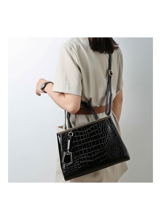 Sharpdo - 3-Piece Snake Pattern Handbag Set Black - Image 1
