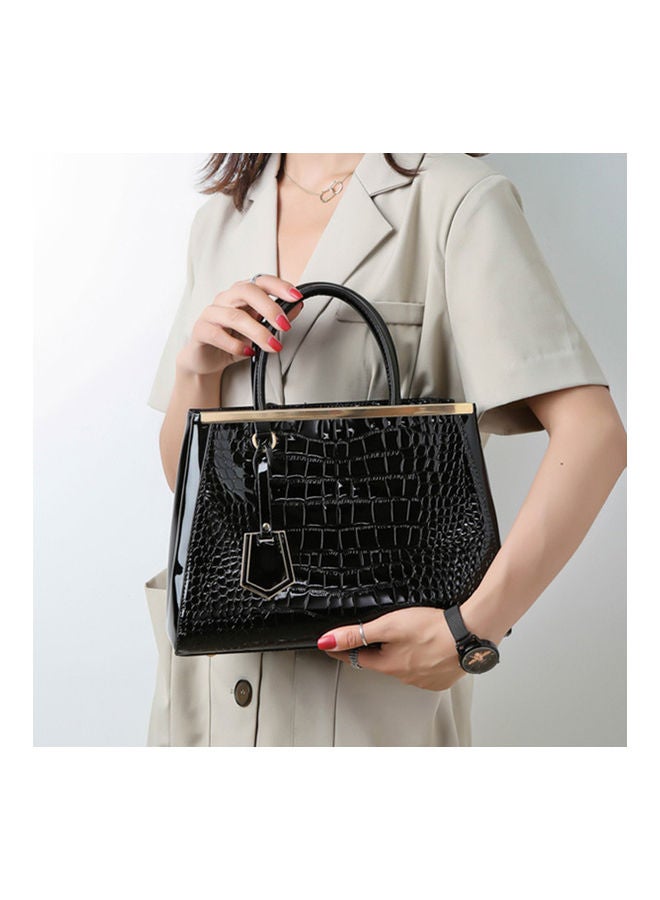 Sharpdo - 3-Piece Snake Pattern Handbag Set Black - Image 1