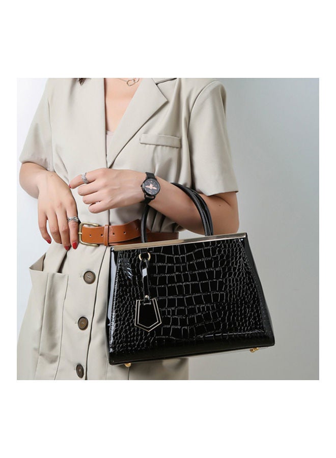 Sharpdo - 3-Piece Snake Pattern Handbag Set Black - Image 1