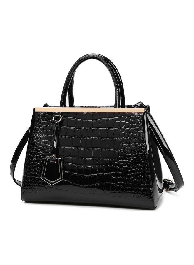 Sharpdo - 3-Piece Snake Pattern Handbag Set Black - Image 1