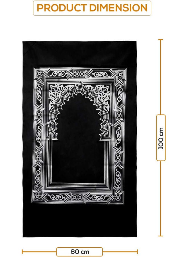 Noor - Travel Friendly Pocket Portable Prayer Mat With Compass Qibla Finder Black 100 x 60cm - Image 1