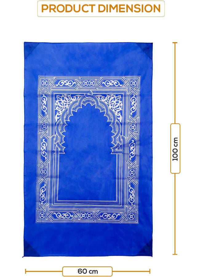 Noor Travel Friendly Pocket Portable Prayer Mat With Compass Qibla Finder Blue 100 x 60cm - Image 2