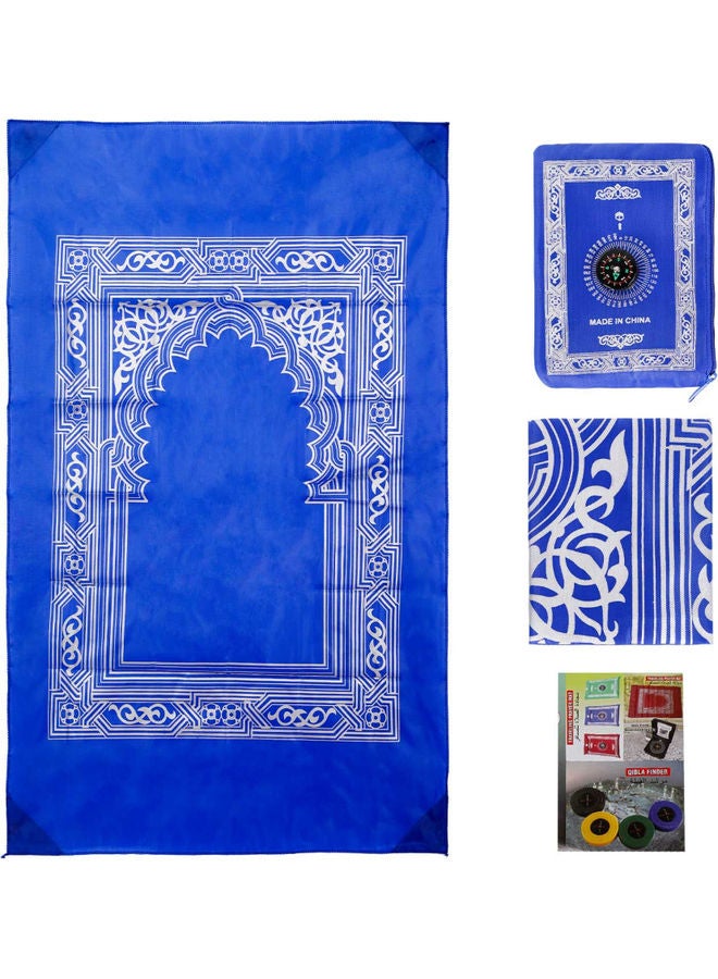 Noor Travel Friendly Pocket Portable Prayer Mat With Compass Qibla Finder Blue 100 x 60cm - Image 3